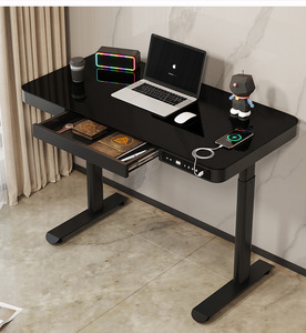Escritorio Eléctrico Inteligente con Certificación E1, <span class=keywords><strong>Mesa</strong></span> Multifuncional de Vidrio <span class=keywords><strong>Templado</strong></span> con Cajones, Escritorio para Computadora de Oficina en Casa - Product Image 2