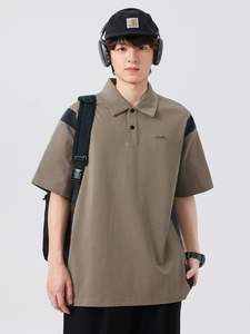 Polo assorti de couleurs, col montant ample, broderie personnalisée, impression de logo, polos vierges, t-shirts unisexes oversize pour couple - Product Image 2