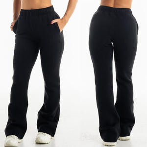 <span class=keywords><strong>Pantalon</strong></span> de survêtement de sport actif solide de haute qualité pour femmes nouveau Design brodé Logo taille haute jambe <span class=keywords><strong>large</strong></span> Flare hiver - Product Image 5
