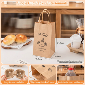 Sac fourre-tout en papier kraft brun écologique recyclé avec logo imprimé personnalisé, 120 g/m², épais, pour les cafés - Product Image 5