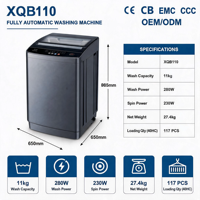 11kg All-In-One Washer Dryer Plastic Housing Automatic Control Electric English Class a Energy Efficient Household Hotel