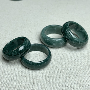 남성용 워터 블루 과테말라 와이드 제이드 반지 - Product Image 5