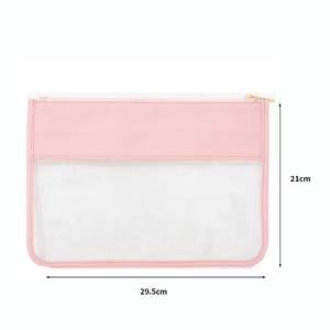 Entrepôt américain livraison gratuite sans <span class=keywords><strong>tarif</strong></span> Preppy Rose clair Transparent Pvc plat maquillage cosmétique blanc pochette à fermeture éclair trousse de toilette - Product Image 6