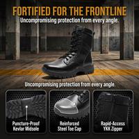 Botas de Trabajo Industriales de Seguridad Resistentes, Personalizadas al por Mayor, Negras, de Cuero, con Cierre Lateral, Cordones y Antideslizantes para Hombre
