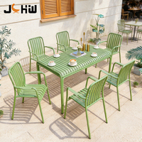 Meubles de jardin modernes, colorés, pour terrasse, cour, hôtel, restaurant, café, ensemble de table à manger d'extérieur, chaises de jardin en aluminium