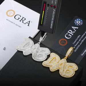 Moissanite Hip Hop geste <span class=keywords><strong>argot</strong></span> DAB lettre pendentif haute qualité fait à la main en argent Sterling 925 Lab Mossanite diamant bijoux pour hommes - Product Image 3