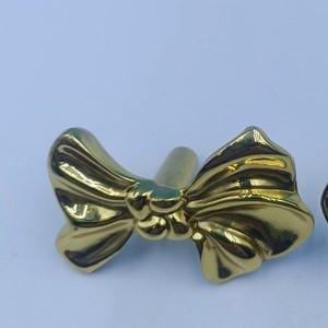 Zinc Alloy Bow Drawer Handle Gold Color 50x34x24mm Die Casting Surface Decoration <b>Wardrobe</b> Cabinet <b>Hardware</b> - Product Image 1