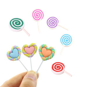 Kawaii <strong>Cute</strong> Swirl Pattern Round Heart Lollipop <strong>Model</strong> Polymer <strong>Clay</strong> Charms Craft for Keyring Earring Making - Product Image 1