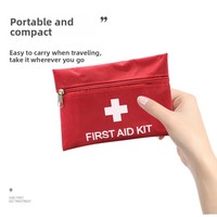 Trousse de premiers secours rouge en tissu Oxford pour l'exportation, kit médical d'urgence pour la famille, les voyages en voiture et la survie en extérieur, lot de 12 pièces, idéal comme cadeau