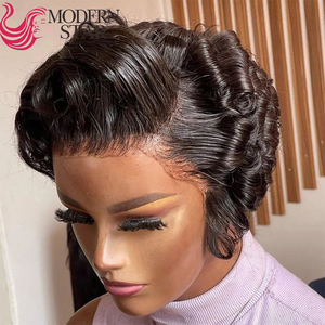 Peluca <span class=keywords><strong>de</strong></span> cabello humano rizado Pixie <span class=keywords><strong>de</strong></span> densidad 150% para mujeres negras, pelucas <span class=keywords><strong>de</strong></span> corte corto cabello Remy al por mayor peluca Frontal <span class=keywords><strong>de</strong></span> encaje - Product Image 2