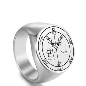 R002 <span class=keywords><strong>44</strong></span> Styles Pentacles de Salomon Sceau de Jupiter Mars Mercure Lune Saturne Soleil Vénus Talisman Marquage laser Anneaux en acier inoxydable - Product Image 3