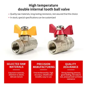 Commercio all'ingrosso ad alta temperatura farfalla maniglia doppia femmina in ottone industria valvola a sfera da 1/2 pollici
