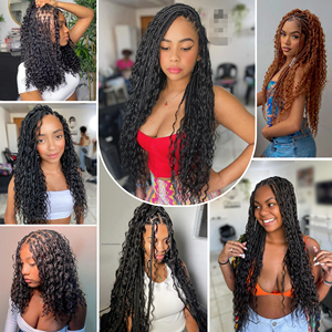 Vast Hot Sale 100% Remy Raw Human <strong>Hair</strong> 18inches Boho Braiding <strong>Indian</strong> Knotless <strong>Braids</strong> Deep Wave Bulk <strong>Hair</strong> for <strong>Hair</strong> Extensions - Product Image 6