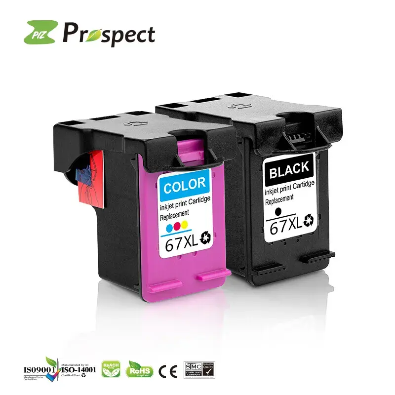 Prospect 67 XL 67XL 프리미엄 블랙 Remanufactured 컬러 잉크젯 잉크 카트리지 HP HP67 Deskjet 1200 2700 2255 2330 프린터