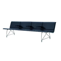 Banc d'attente moderne en cuir avec assise en métal pour salon de coiffure et usage commercial hôtelier
