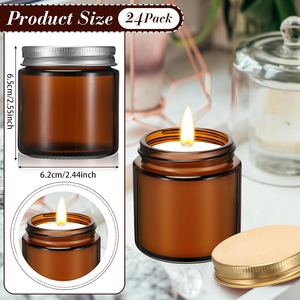 Frasco de vidrio marrón de 4oz (100ml) vacío para hacer velas con tapa metálica, resistente al calor, ecológico, contenedor a granel para Navidad - Product Image 3