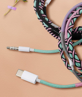 Nouveaux écouteurs filaires tressés colorés de type C, écouteurs intra-auriculaires plats pour le sport, les affaires, les loisirs et la musique