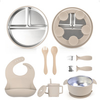 Assiettes pour enfants en acier inoxydable 304, ventouses, bols, élastiques, produits pour bébés et produits mère-enfant