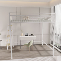 Table en métal moderne multifonctionnelle Ferronnerie Lit simple Cadre surélevé pour chambre d'hôtel Petits appartements Villas Stockage caractéristique