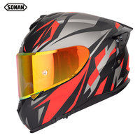 Nouveau fabricant casque de moto intégral Double objectif grand Spoiler SOMAN SM961-S