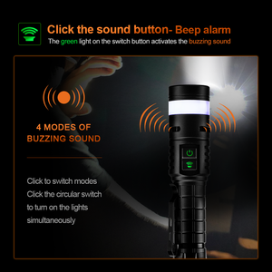 Helius Lámpara COB de luz roja y azul de emergencia para exteriores con 4 alarmas de pitido Linterna LED recargable de alta intensidad - Product Image 4