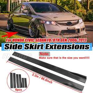 86.6'' 2.2m Black/Carbon Car Side Skirt Extension Lip <b>Splitter</b> Lip for HONDA for Civic for ACCORD 9TH 10TH EK EG S2000 All Model - Product Image 1