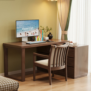 Solid Wood Corner Desk With Drawer Unit 1.8Mx0.6M Minimalist Modern Style For Bedroom <b>Study</b> Home Office Use - Product Image 2