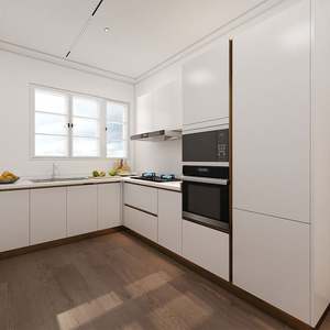 Armoires de rangement sans poignée SANTOPOVA, gris clair brillant, design de meubles de cuisine, armoire de cuisine moderne/armoire de cuisine - Product Image 4