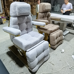 Vẻ đẹp hiện đại Lamb Fleece vải Salon mặt mỹ phẩm giường sang trọng động cơ 3/4 điện chân điều khiển massage bảng với ánh sáng - Product Image 4