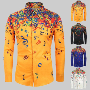 Autumn Men <strong>Shirts</strong> Casual <strong>Musical</strong> <strong>Note</strong> Printed Long Sleeve Turndown Collar <strong>Shirt</strong> Blouse Top for Men Fashion Clothing - Product Image 2
