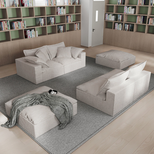Vacuum Compressed Home Living Room Extendable Modular Sectional Set with High Density Foam 6 Seats Washable Fabric - Product Image 4