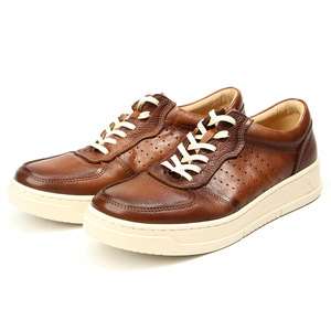 Retro Genuine <b>Leather</b> <b>Sneakers</b> Men's Casual Shoes Low Heel Solid Color Front Laces Leisure Chunky Shoes - Product Image 4