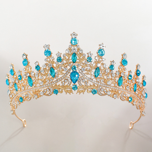 تاج زفاف فاخر مرصع بالأحجار الكريمة، إكسسوار رأس للعروس، تاج أميرة براق وملون لحفلات التخرج والمسابقات - Product Image 6