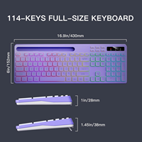 Teclado Inalámbrico OEM Silencioso de 114 Teclas con Retroiluminación RGB de 2.4G, Batería Recargable, Soporte para Teléfono, Teclas Multimedia para IOS Windows, Color Morado