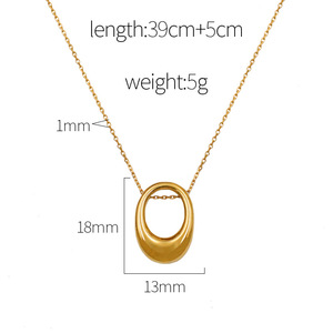 Stainless Steel Gold Circle Necklace Geometric Pendant Clavicle Chain Minimalist Luxury Style - Product Image 4