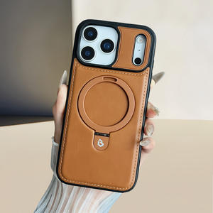 2025 Popular Color naranja teléfono PU cuero funda para teléfono móvil con soporte magnético para <span class=keywords><strong>iPhone</strong></span> 17 Air 17 Pro Max contraportada - Product Image 1