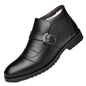 TUEM Men Ankle Boots <b>Pointed</b> <b>Toe</b> <b>Flat</b> Heel Plush Lining Anti Slip Buckle Formal Winter Warm Casual Shoes - Product Image 5