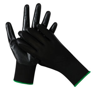 Guantes de trabajo con revestimiento de nitrilo negro de calibre 13, guantes de seguridad industrial para construcción y jardinería, Material de nailon - Product Image 4