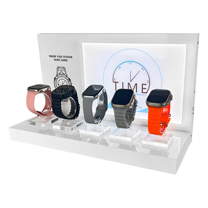 Giá đỡ màn hình đồng hồ thông minh <span class=keywords><strong>acrylic</strong></span> trắng bán chạy với đèn <span class=keywords><strong>LED</strong></span> và poster có thể thay thế, giá trưng bày điện tử bán lẻ - Product Image 4