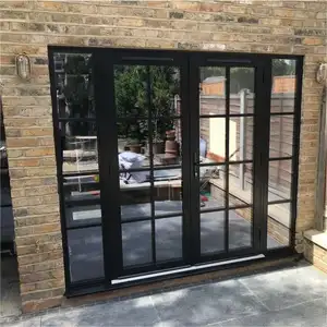 Toptan ticari alüminyum çift katmanlı cam kanatlı fransız kapıları giriş kanatlı veranda kapısı