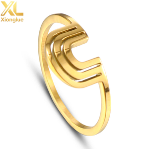 Stainless Steel Women Trendy Jewelry Wall Rainbow Shape <b>Stacking</b> <b>Ring</b> - Product Image 3