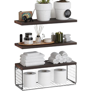 Kệ Tường Set Treo Mộc Mạc Retro Hiện Đại Trang Trí Nội Thất Kim Loại Giá Lưu Trữ Cuốn Sách Gỗ Gắn Nổi Kệ Tường Cho Phòng Khách - Product Image 1