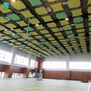 Tiange stadyum iç ses emici kare fiberglas restoran tavan akustik Panel