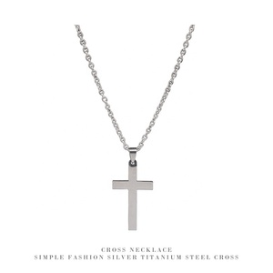 Dina Spedizione Rapida Nuovo Arrivo Collana da Uomo in Acciaio Inossidabile Placcato Argento con Croce di Gesù, Stile Hip-hop Semplice, Antiossidante - Product Image 4