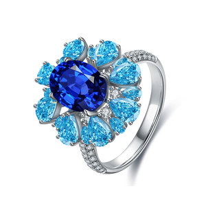 Bagues en argent <span class=keywords><strong>2021</strong></span> de saphir pour femmes, bijoux tendance, en argent 925, vente en gros, nouvelle collection - Product Image 1