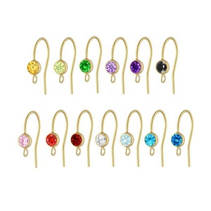 <span class=keywords><strong>Pendientes</strong></span> de Moda con Zirconia de 4mm, Oro de 14k o Plata de Ley 925, con Gancho y Anillo para Mujer - Product Image 2