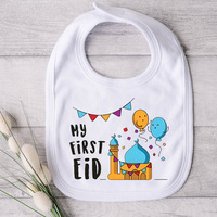 Bavoirs en coton imprimés motif lettre « Mon Premier Ramadan » pour nouveau-né garçon et fille, bavoirs anti-salive pour bébés musulmans, cadeau souvenir islamique