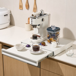 Étagère de rangement pour machine à café Ice Peak, rail coulissant à 2 niveaux en acier au carbone, organisateur d'armoire de cuisine pour ustensiles et - Product Image 1