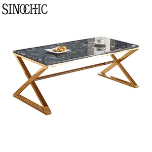 <span class=keywords><strong>Table</strong></span> <span class=keywords><strong>basse</strong></span> en <span class=keywords><strong>verre</strong></span> trempé avec motif <span class=keywords><strong>marbre</strong></span>, base métallique stable, résistante aux rayures, tailles personnalisées - Product Image 3