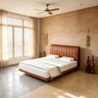 WINMAX Modernes Luxus-Bett aus Echtem Leder, Gepolstert, Komfortabel, King- und Queen-Size, Modular für Zuhause und Hotel V446, 1 Jahr Garantie
